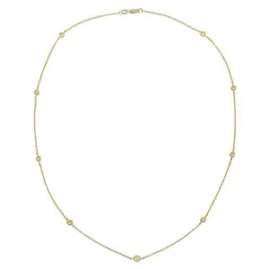 0.50cttw 16" Fancy Yellow Diamond Station Necklace with Nine Stones