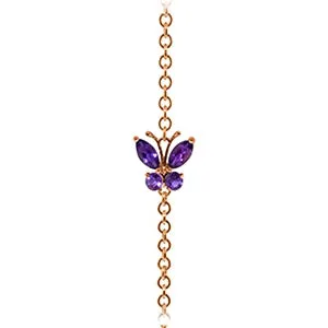 0.6 Carat 14K Solid Rose Gold Butterfly Bracelet Amethyst