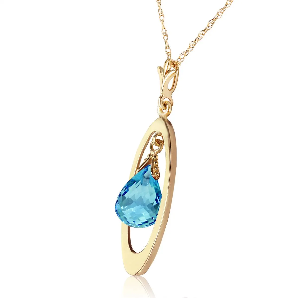 0.7 Carat 14K Solid Yellow Gold Hypnotize Blue Topaz Necklace