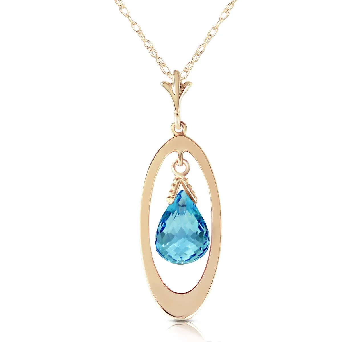 0.7 Carat 14K Solid Yellow Gold Hypnotize Blue Topaz Necklace