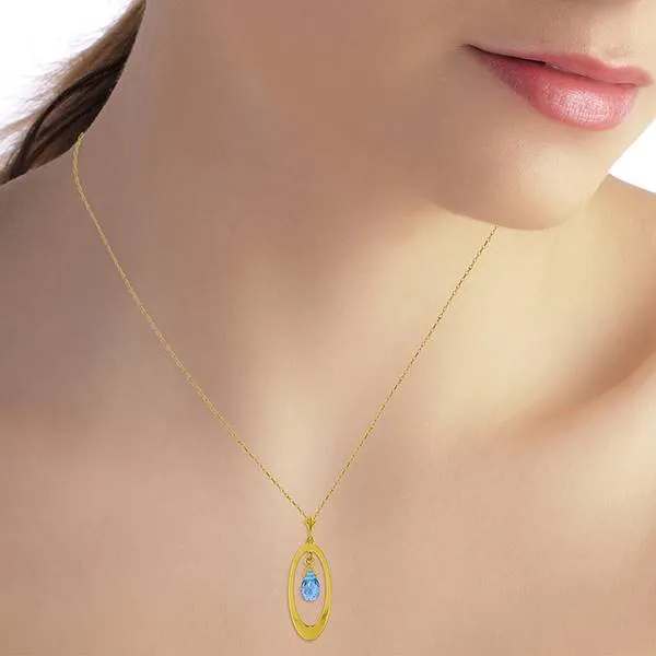 0.7 Carat 14K Solid Yellow Gold Hypnotize Blue Topaz Necklace