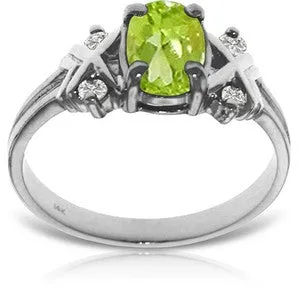 0.97 Carat 14K Solid White Gold Near You Always Peridot Diamond Ring