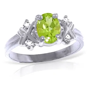 0.97 Carat 14K Solid White Gold Near You Always Peridot Diamond Ring