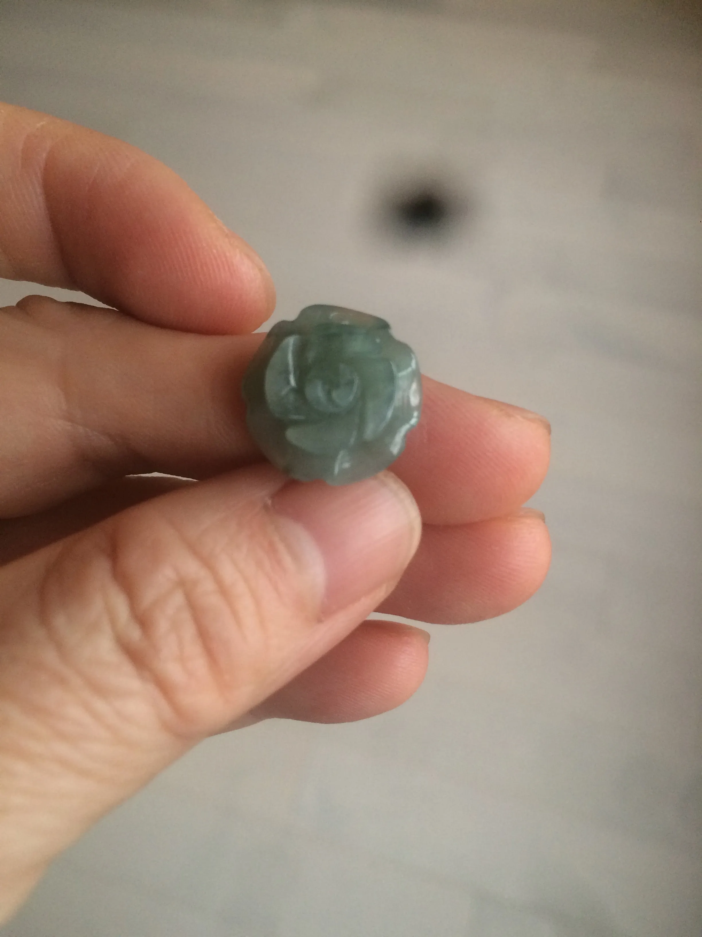 100% Natural blue gray green  Guatemala jadeite Jade flower pendant group BH61