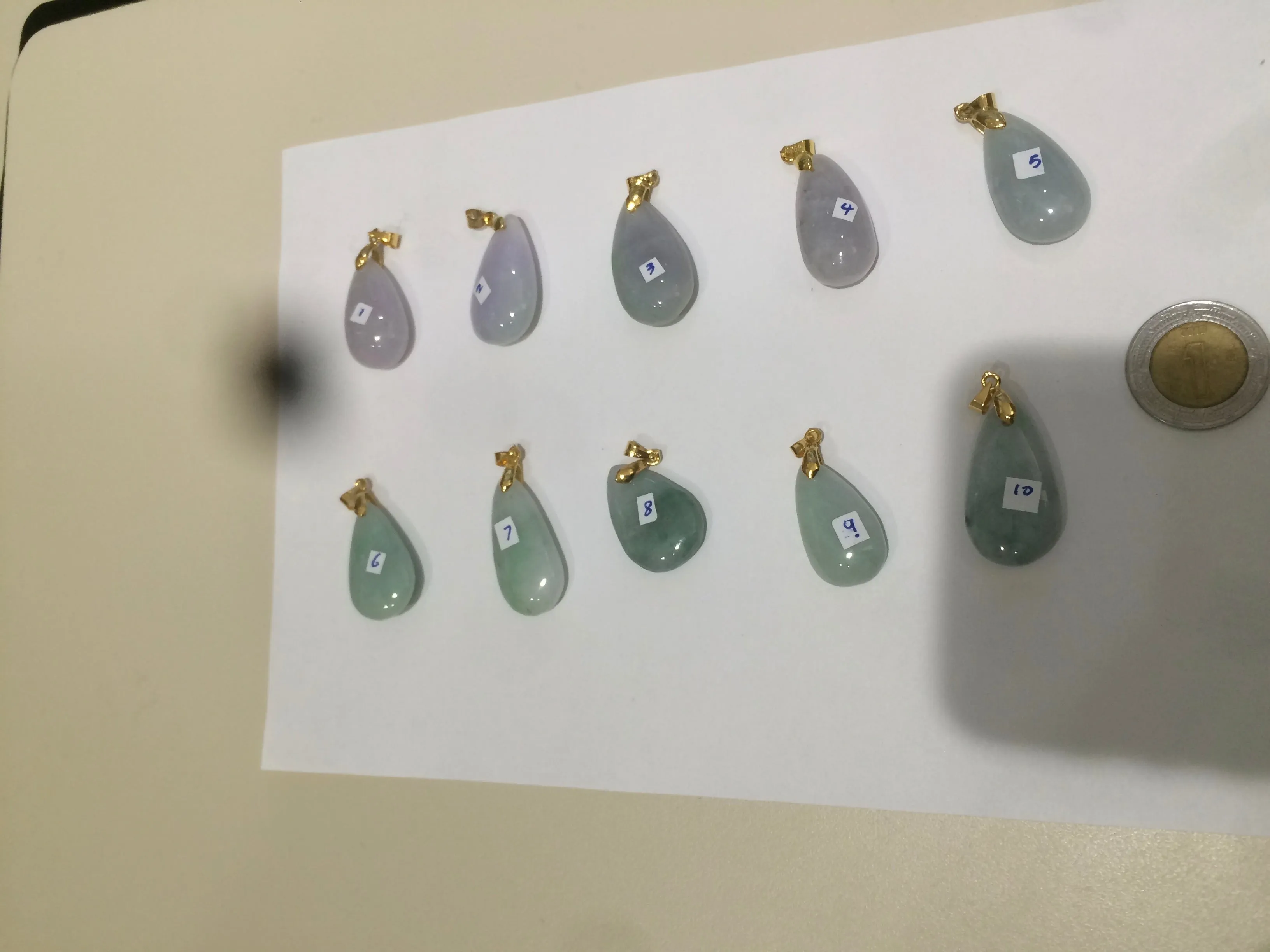 100% natural icy watery green/purple type A jadeite jade water drop pendant necklace group AD23