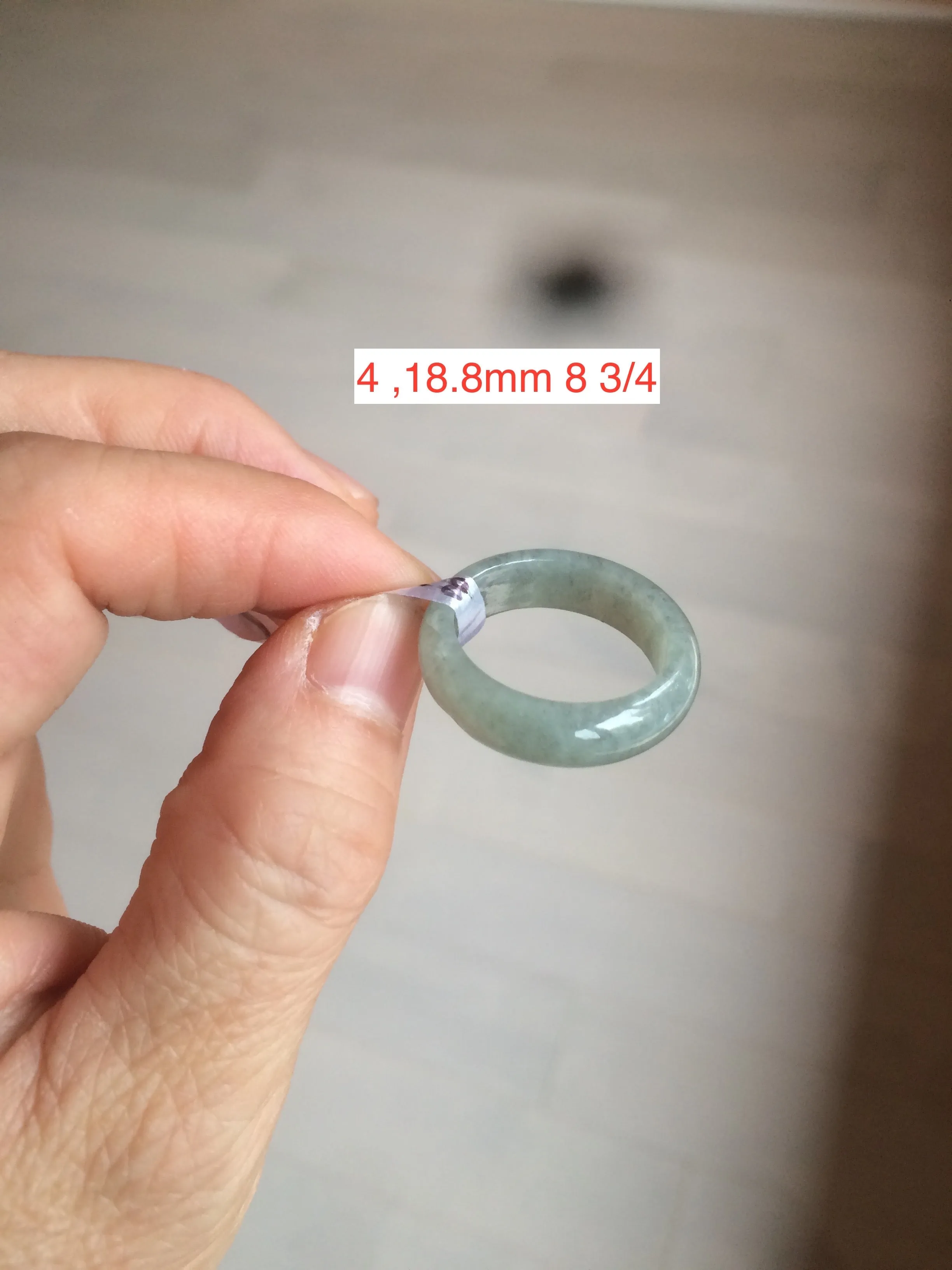 100% natural type A green/black (青花乌鸡芝麻糊) jadeite jade band ring AE57