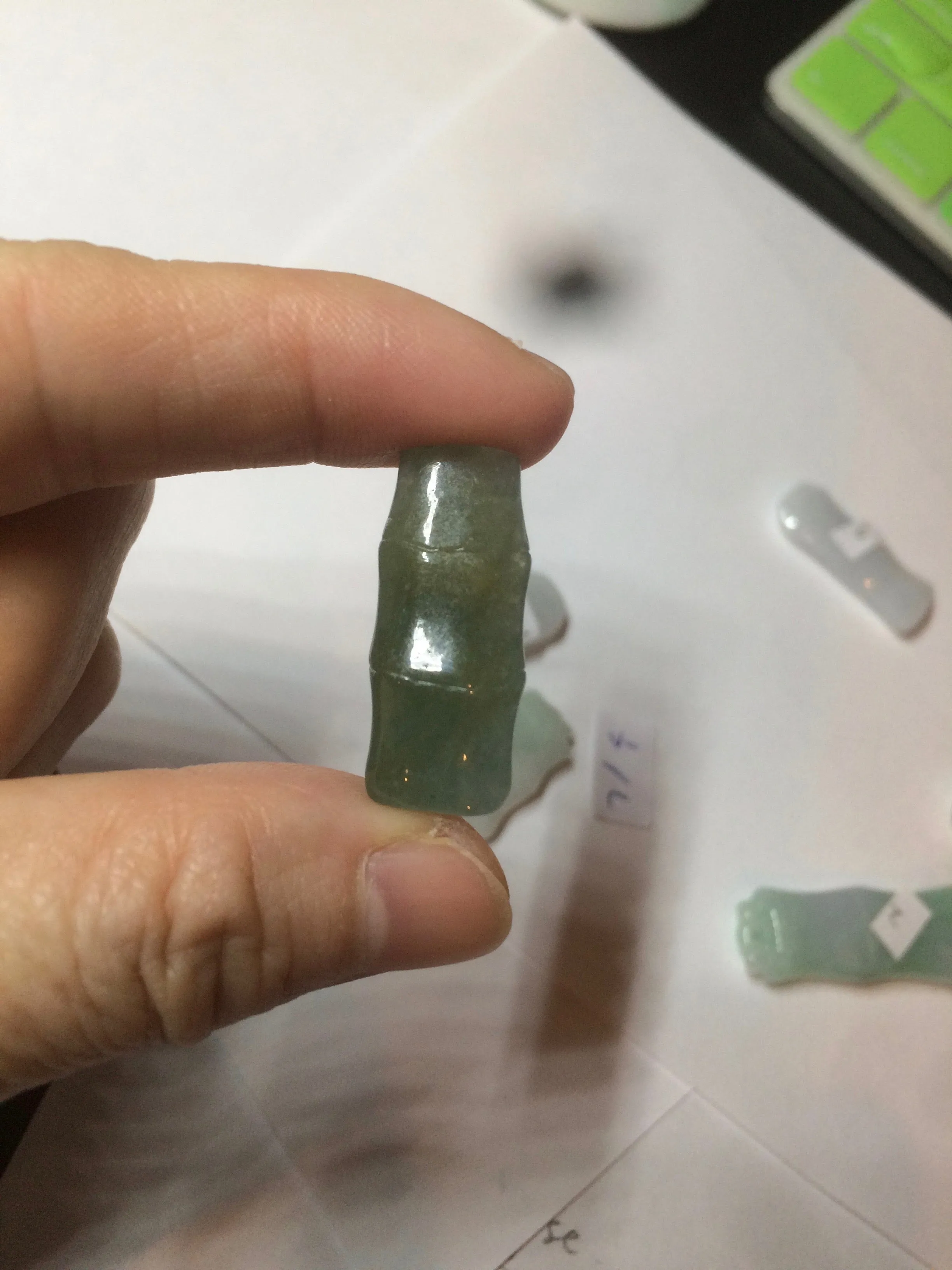 100% Natural type A green/white/purple Jadeite Jade bamboo pendant group AC81