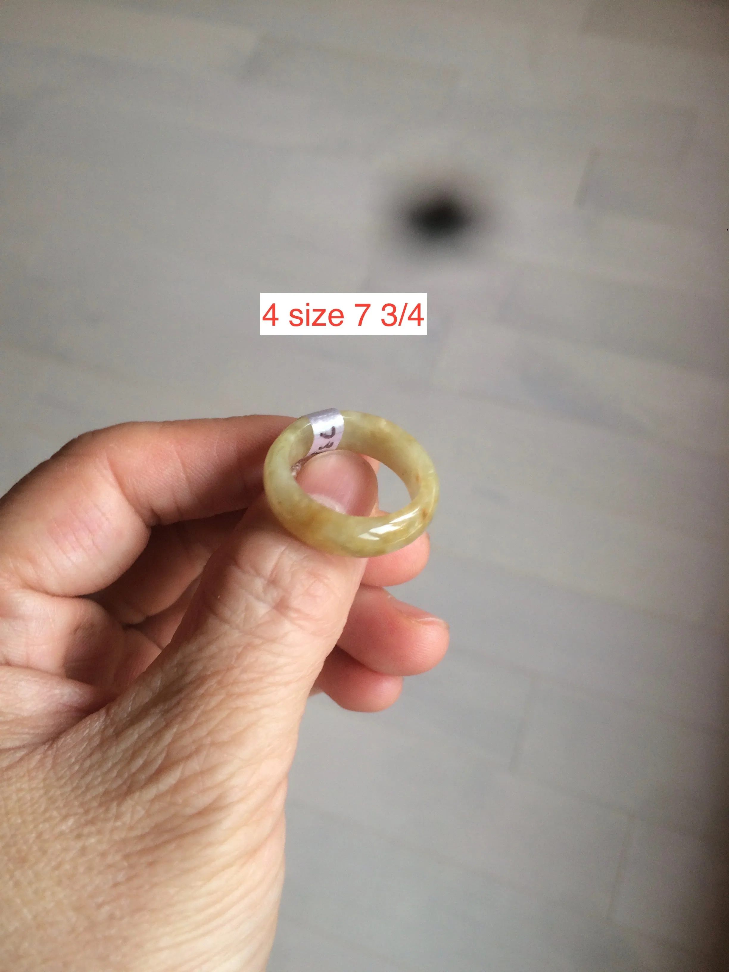 100% natural type A light yellow/gray (黄冰) jadeite jade band ring AZ98