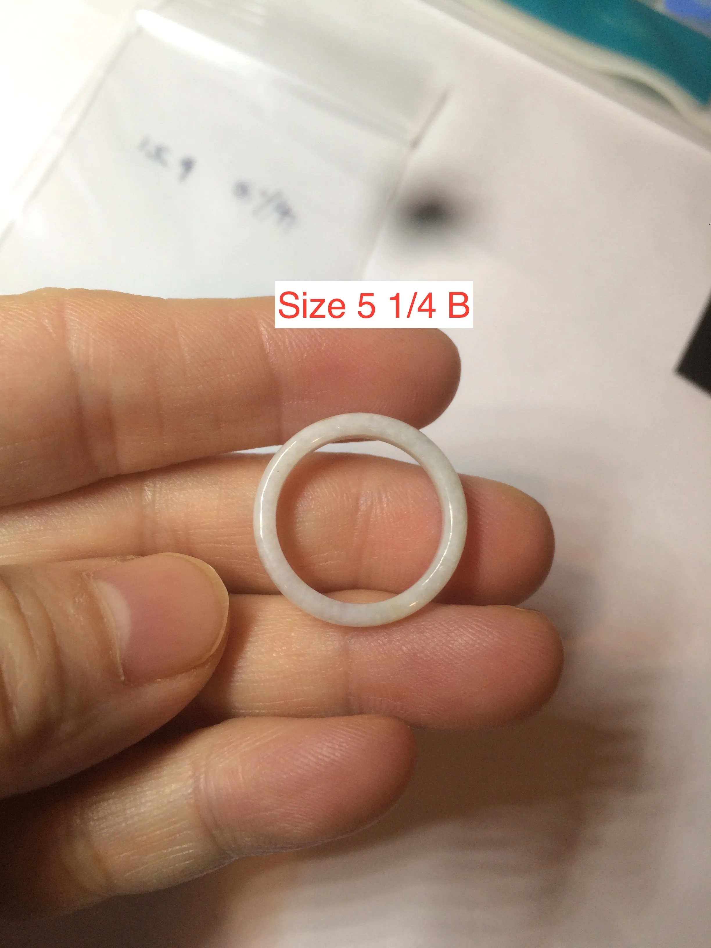 100% natural type A white slim jadeite jade band ring BF53