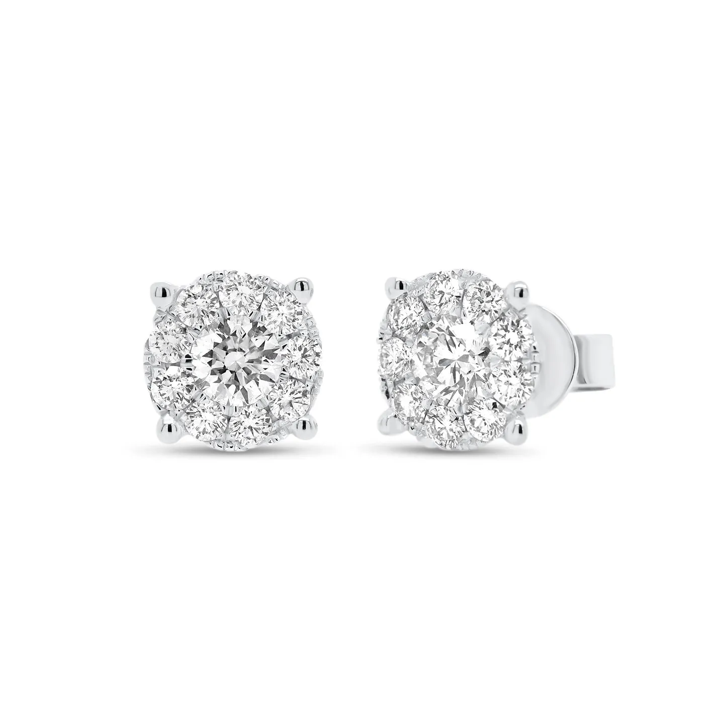 1.02 ct Round Diamond Cluster Earrings