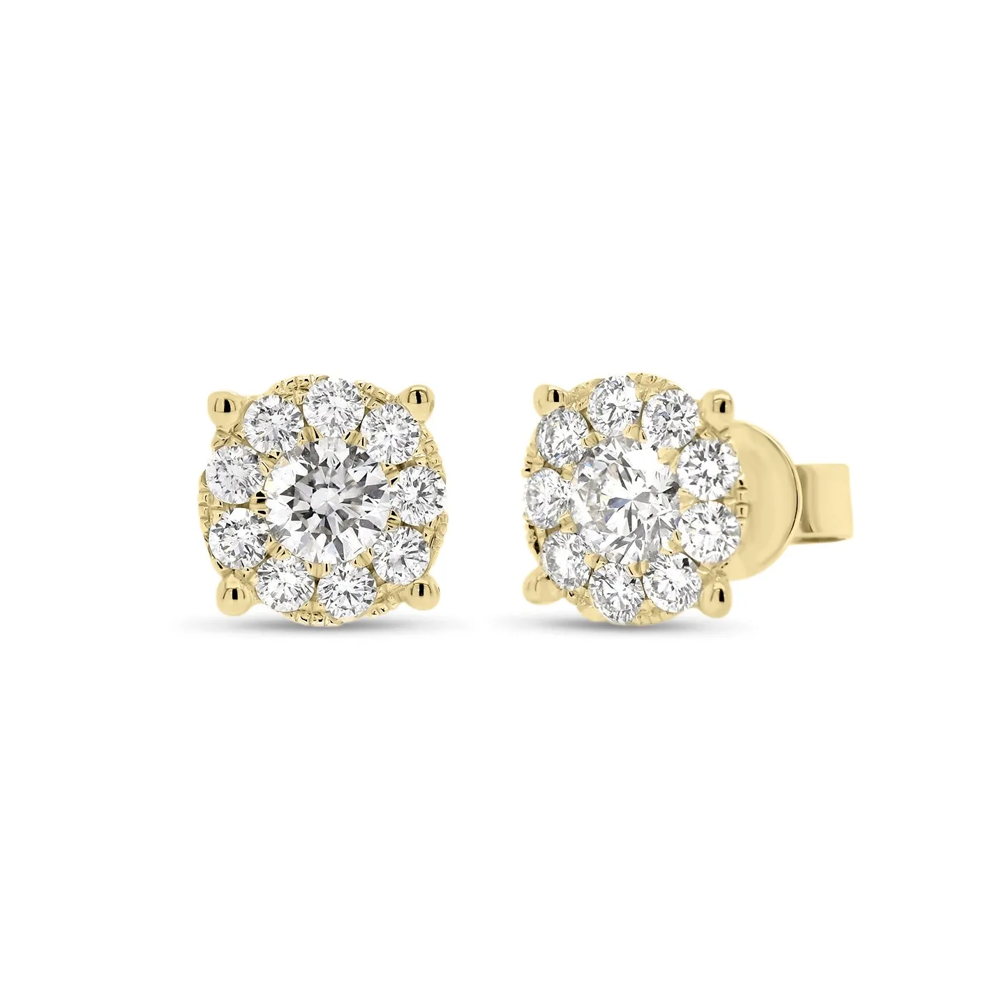 1.02 ct Round Diamond Cluster Earrings