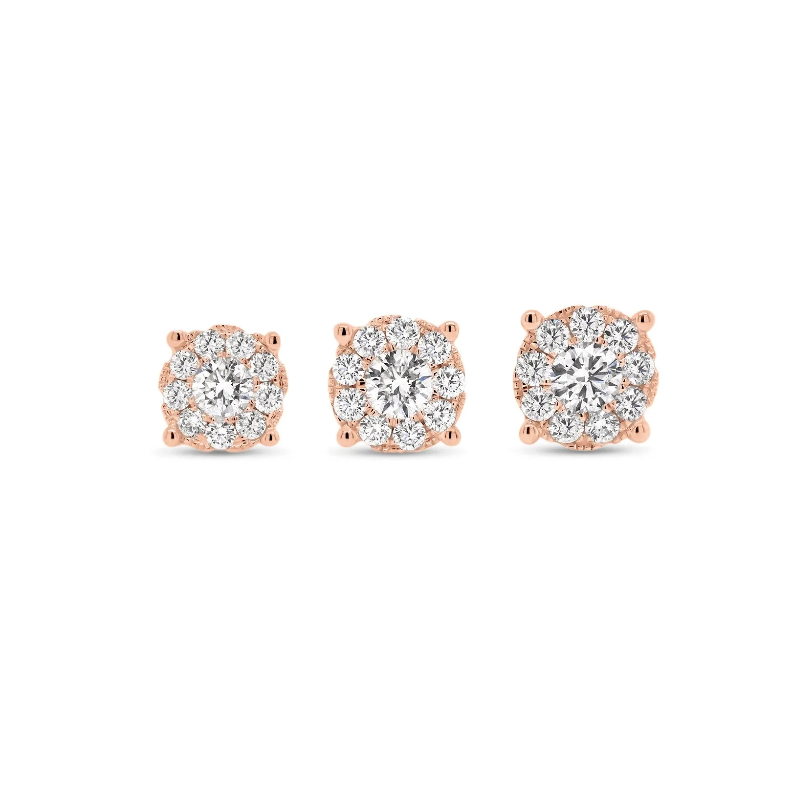 1.02 ct Round Diamond Cluster Earrings