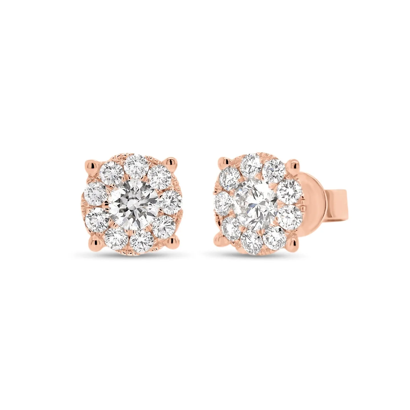 1.02 ct Round Diamond Cluster Earrings