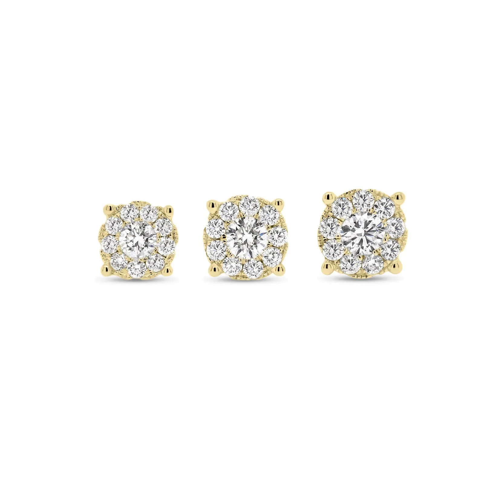 1.02 ct Round Diamond Cluster Earrings