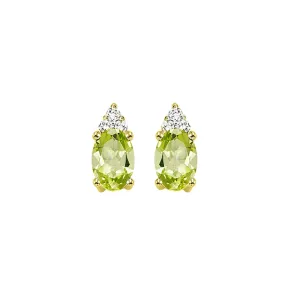 10Kt Yellow Gold Diamond 1/20Ctw & Peridot 5/8Ctw Earring