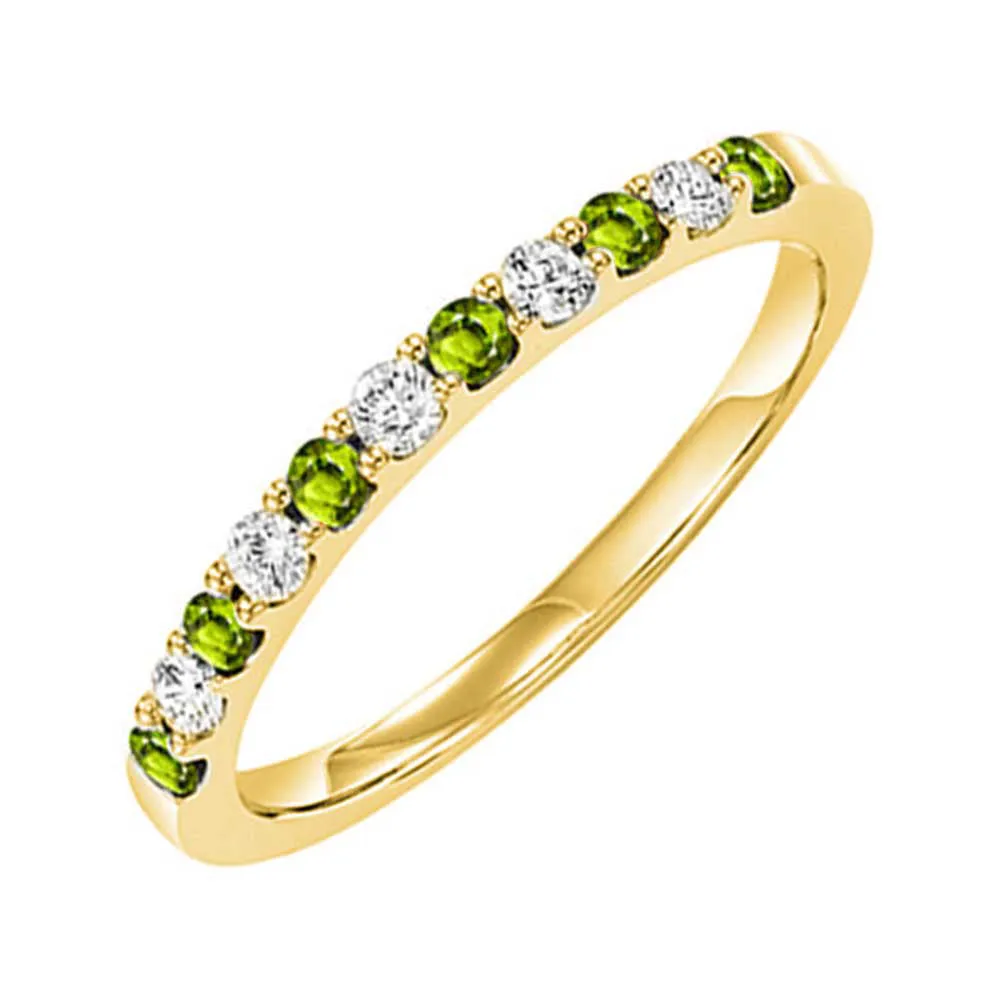 10Kt Yellow Gold Diamond 1/5Ctw & Peridot 1/4Ctw Ring