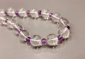 10mm Clear Quartz   Amethyst Bracelet