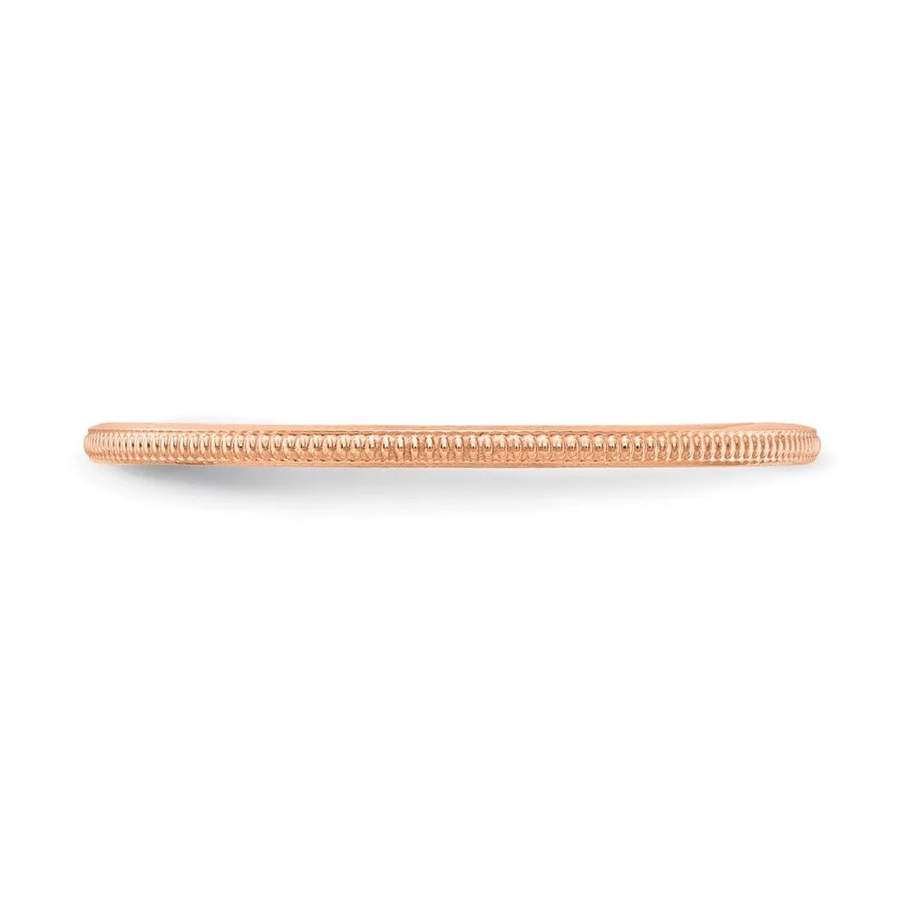 1.2mm 14k Rose Gold Milgrain Stackable Band