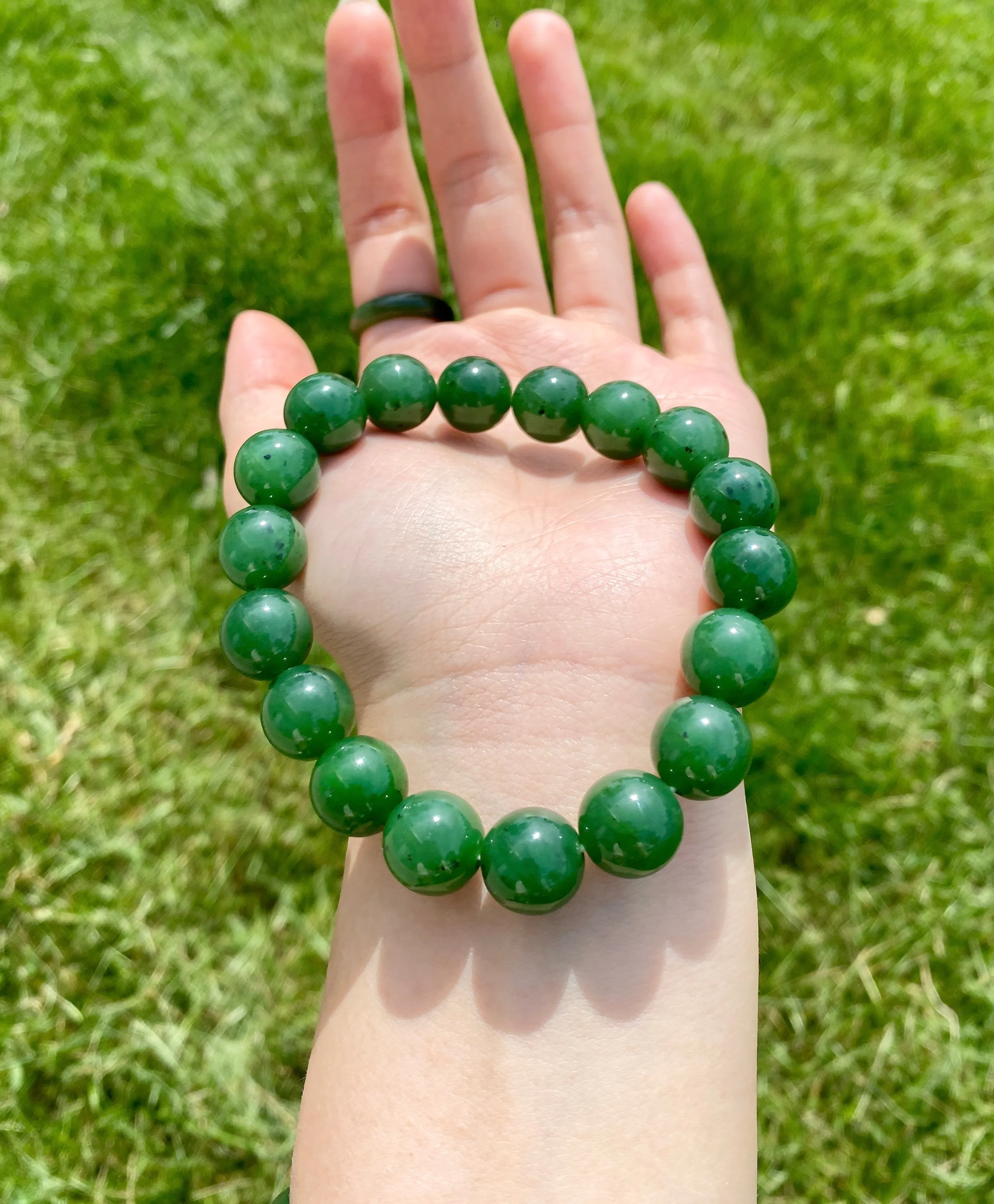 12mm Polar Jade Beaded Bracelet #2405