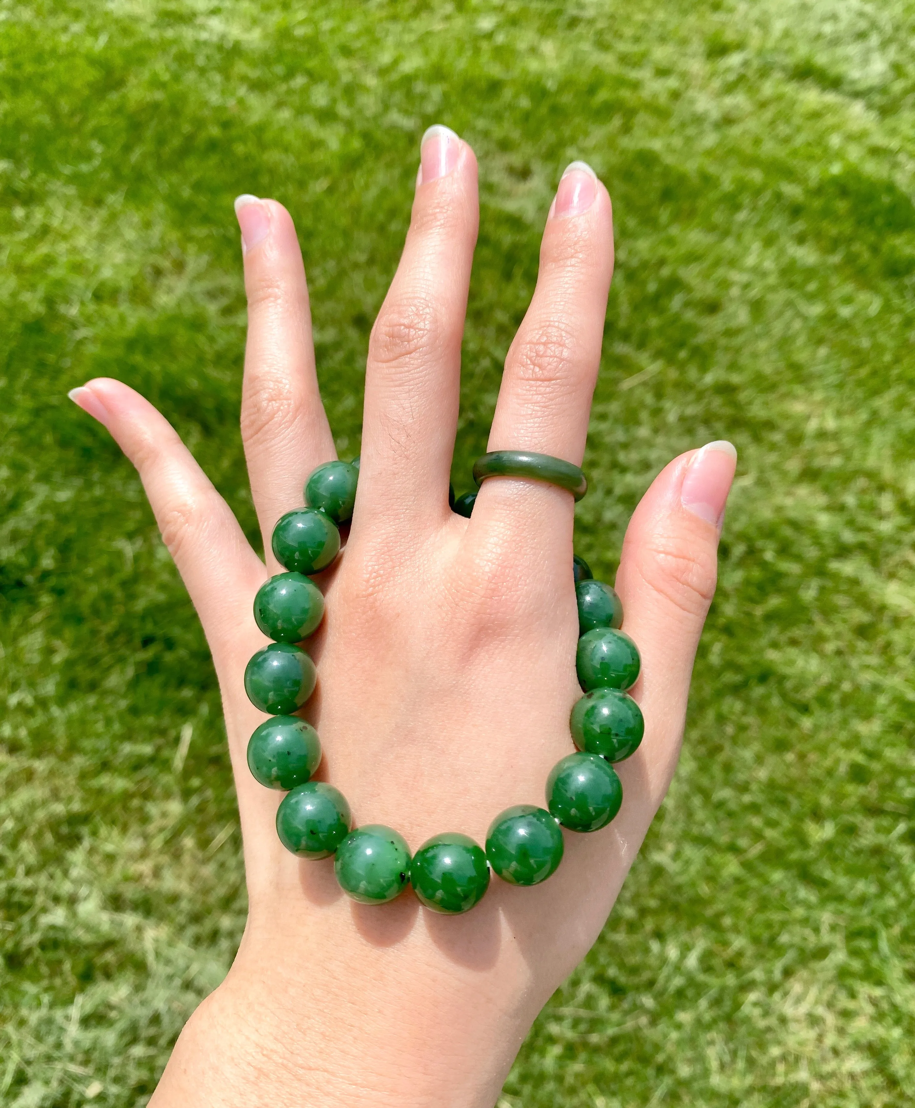 12mm Polar Jade Beaded Bracelet #2405