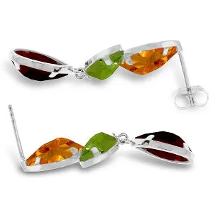 13.6 Carat 14K Solid White Gold Earrings Citrine, Peridot Garnet