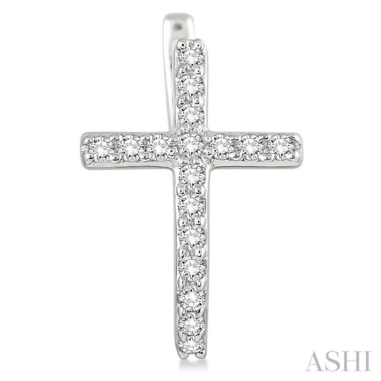 1/4 Ctw Round Cut Diamond Cross Earrings in 10K White Gold