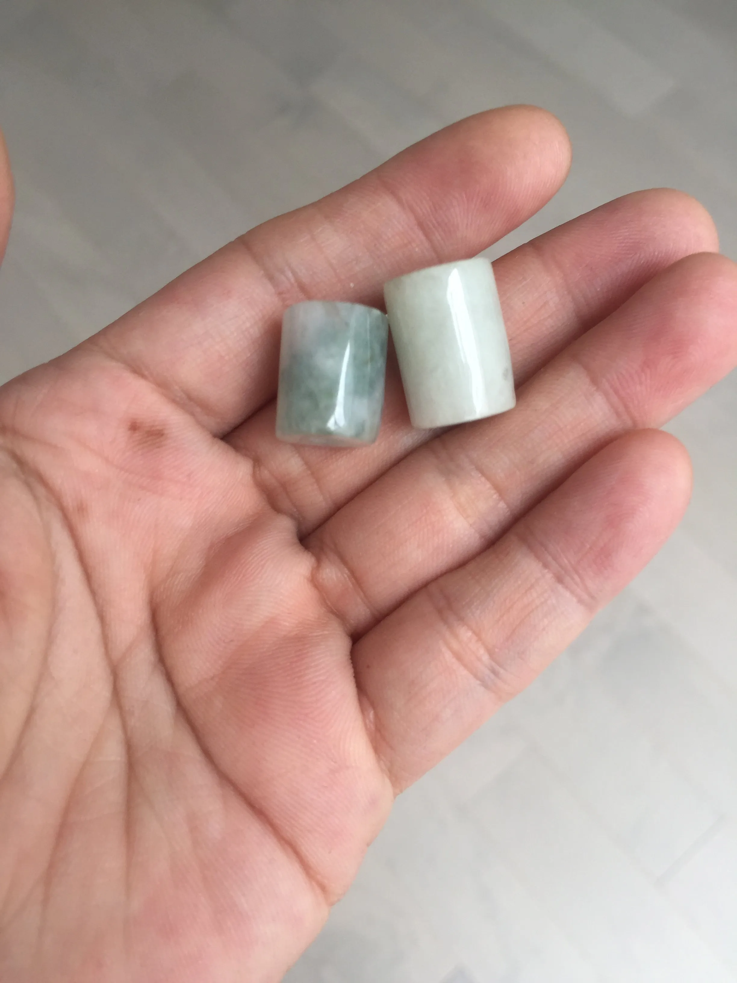 14.5-16.7mm Type A 100% Natural white light green Jadeite Jade LuluTong (Every road is smooth) bead pendant group BP93 Add-on item