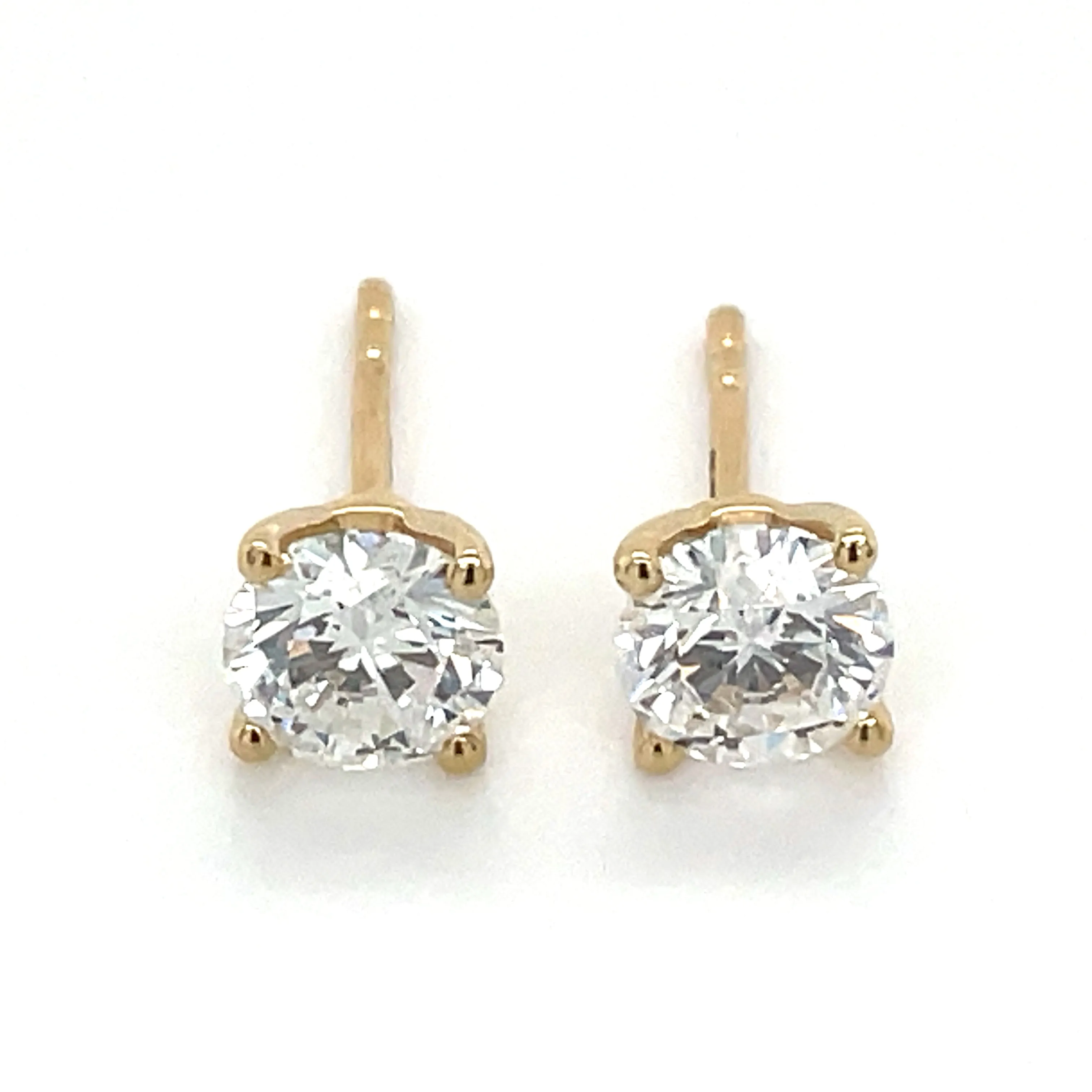 14ct Yellow Gold 1.50ct Laboratory Grown Round Four Claw Diamond Earrings