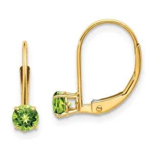 14k 4mm Round August/Peridot Leverback Earrings