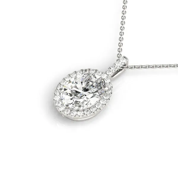 14K Diamond Necklace / Pendant Halo Style