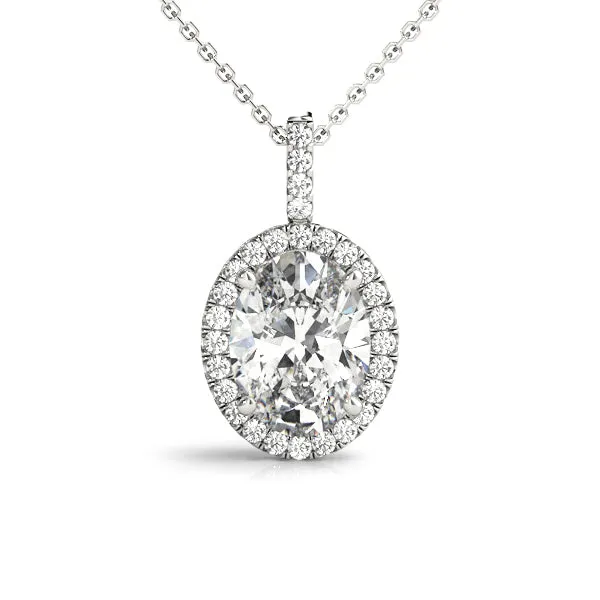 14K Diamond Necklace / Pendant Halo Style