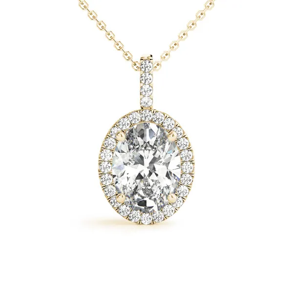 14K Diamond Necklace / Pendant Halo Style