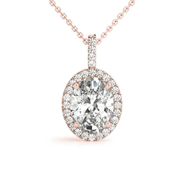 14K Diamond Necklace / Pendant Halo Style