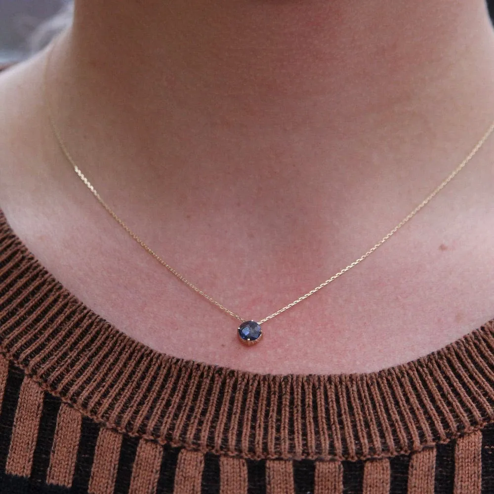 14k Gold and English Blue Topaz Necklace