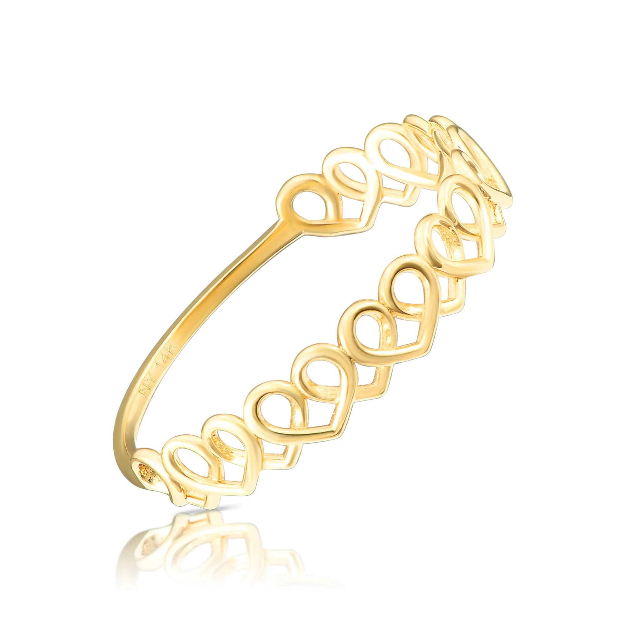 14k Gold Dainty Heart Link Ring