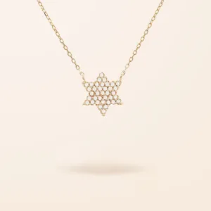 14K Gold Diamond Pavé Star of David Necklace