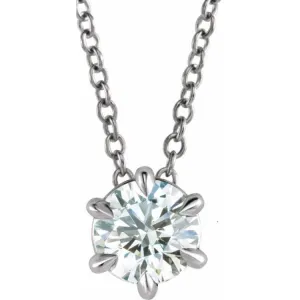 14K Rose 1/4 CT Natural Diamond Solitaire 16-18" Necklace