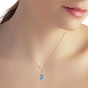 14K Solid Rose Gold Blue Topaz Necklace Gemstone Class Imperial