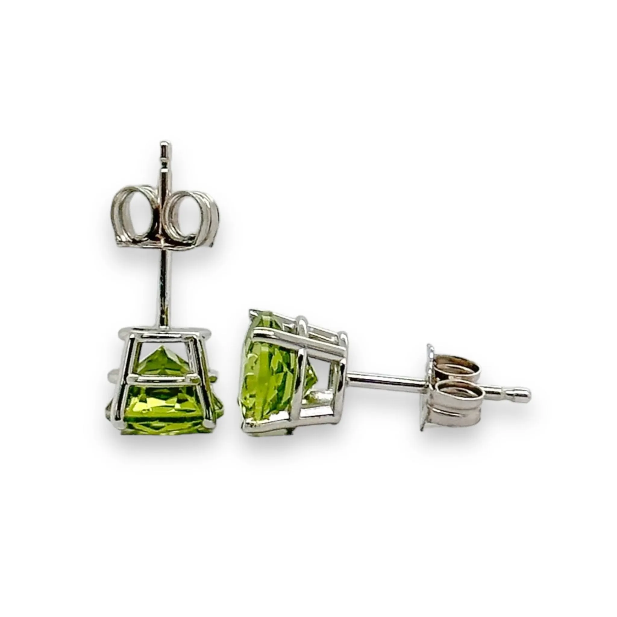 14K W Gold 1.70cttw 6mm Round Peridot Earrings