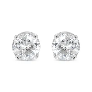 14K White Gold 0.21 Cttw Round Brilliant-Cut Near Colorless Diamond Classic 4-Prong Stud Earrings (H-I Color, I1-I2 Clarity)