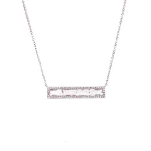 14K White Gold Diamond   White Topaz Baguette Necklace