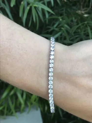 14k White Gold Round Cubic Zirconia Tennis Bracelet