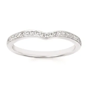 14K White Gold Small V Contour Stackable Band