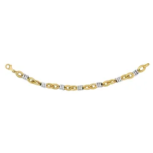 14k Yellow And White Gold White Rings On Yellow Marquis Link Bracelet, 7.75"