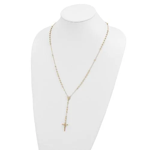 14k Yellow Gold 24 inch Beaded Rosary Necklace