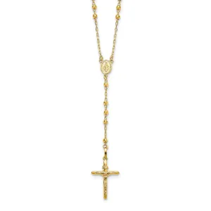 14k Yellow Gold 24 inch Beaded Rosary Necklace