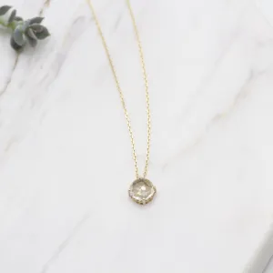 14k Yellow Gold and White Topaz Necklace