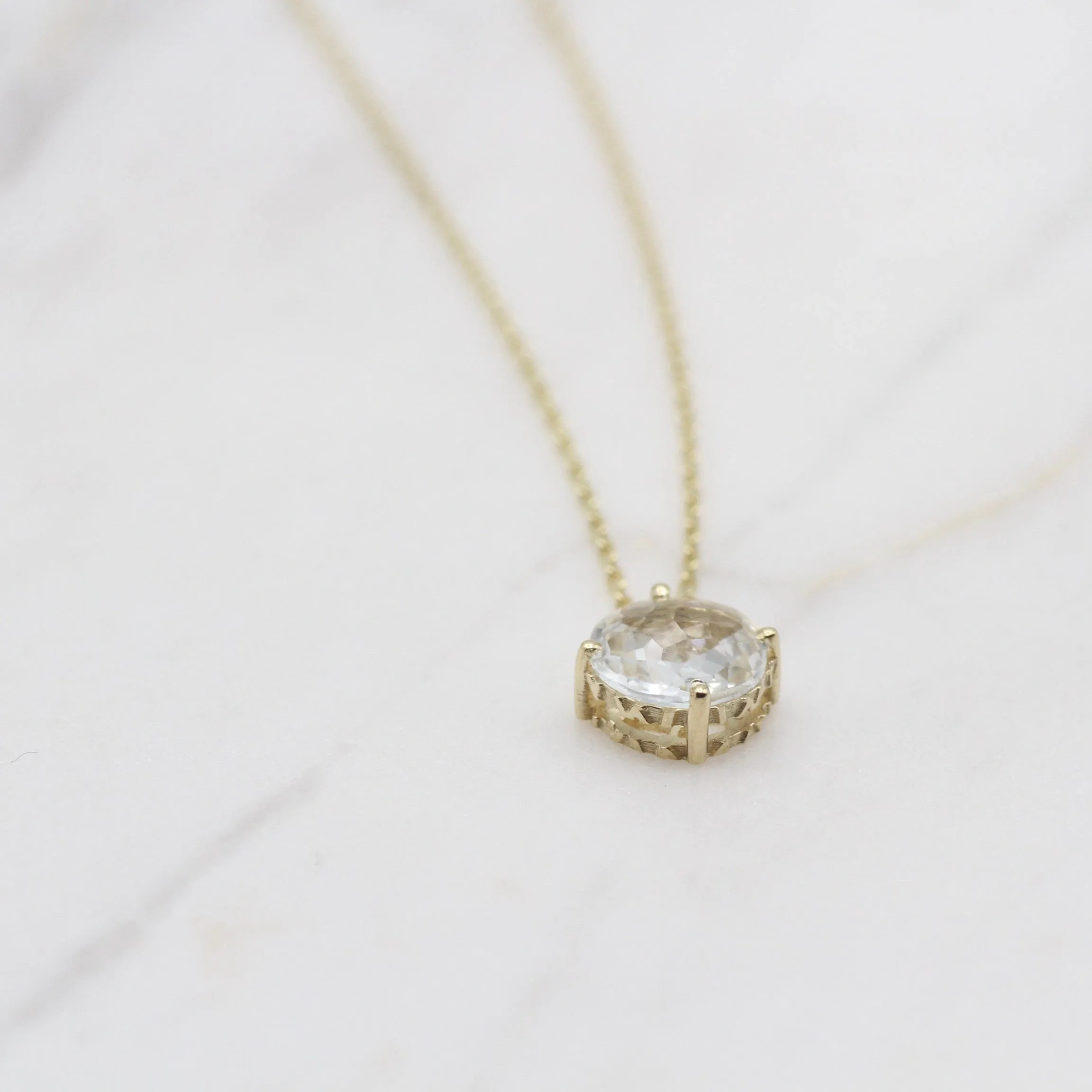 14k Yellow Gold and White Topaz Necklace