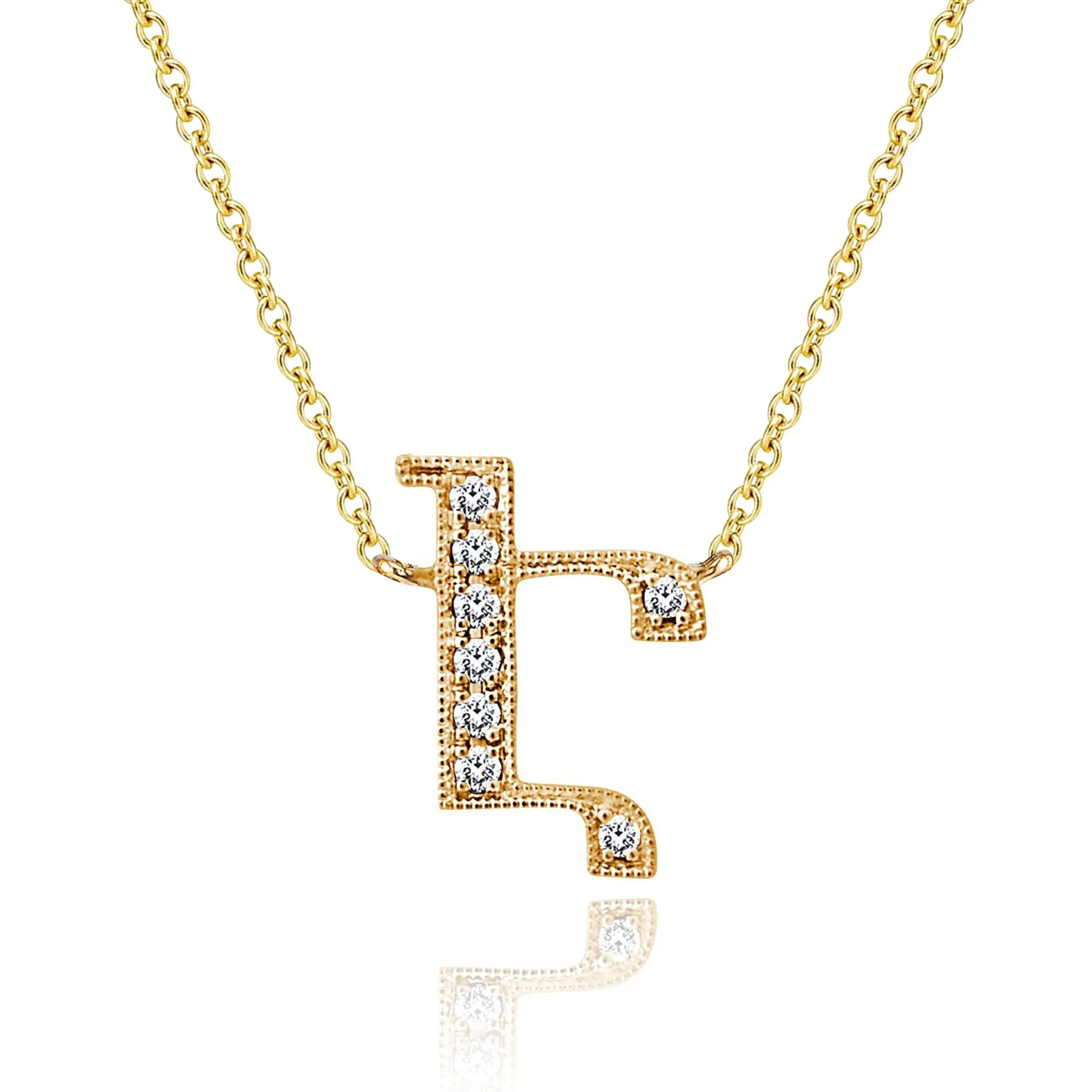 14K Yellow Gold Armenian Initial Diamond Necklace