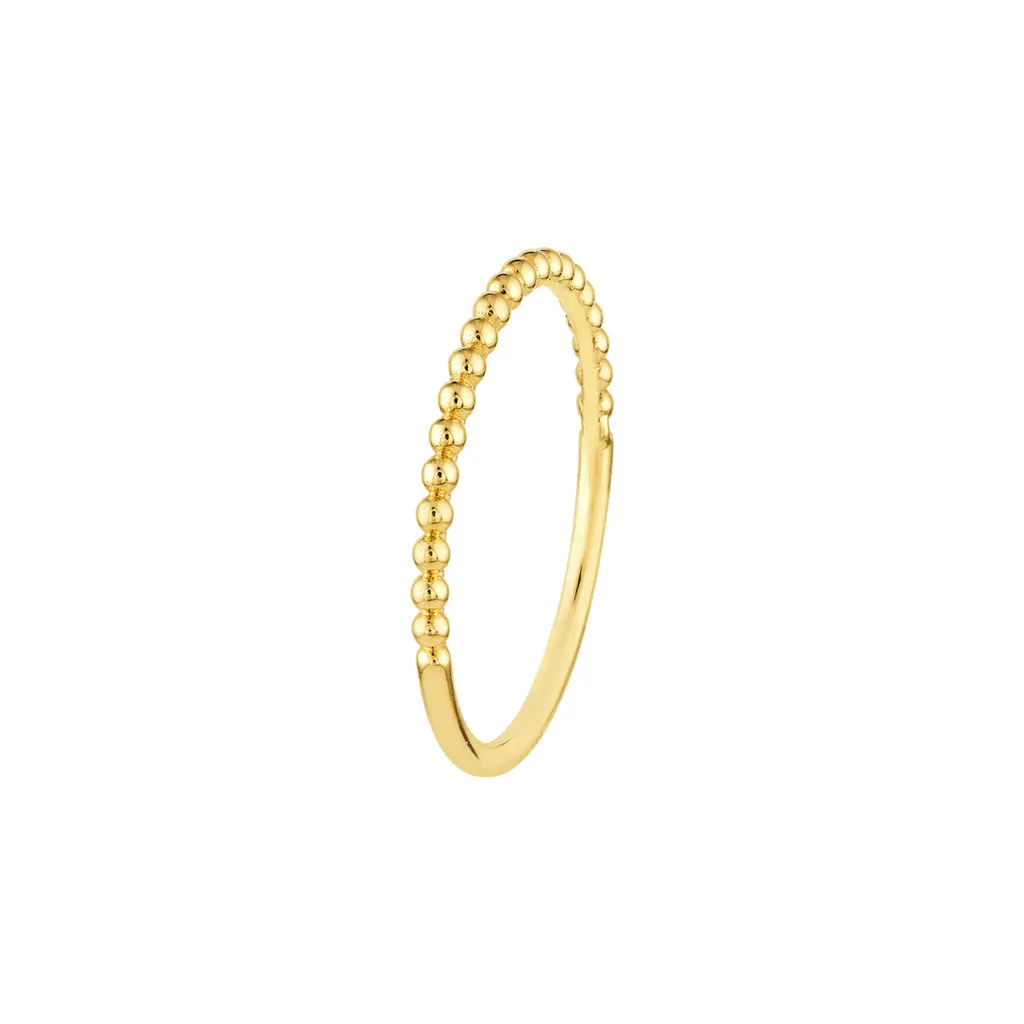 14K Yellow Gold Beaded Single Row Ring.